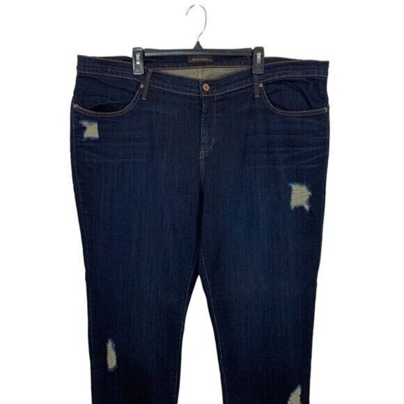 James Jeans Dark Wash Distressed Denim Cropped Jeans Plus Size 20 Made In USA - Picture 2 of 7